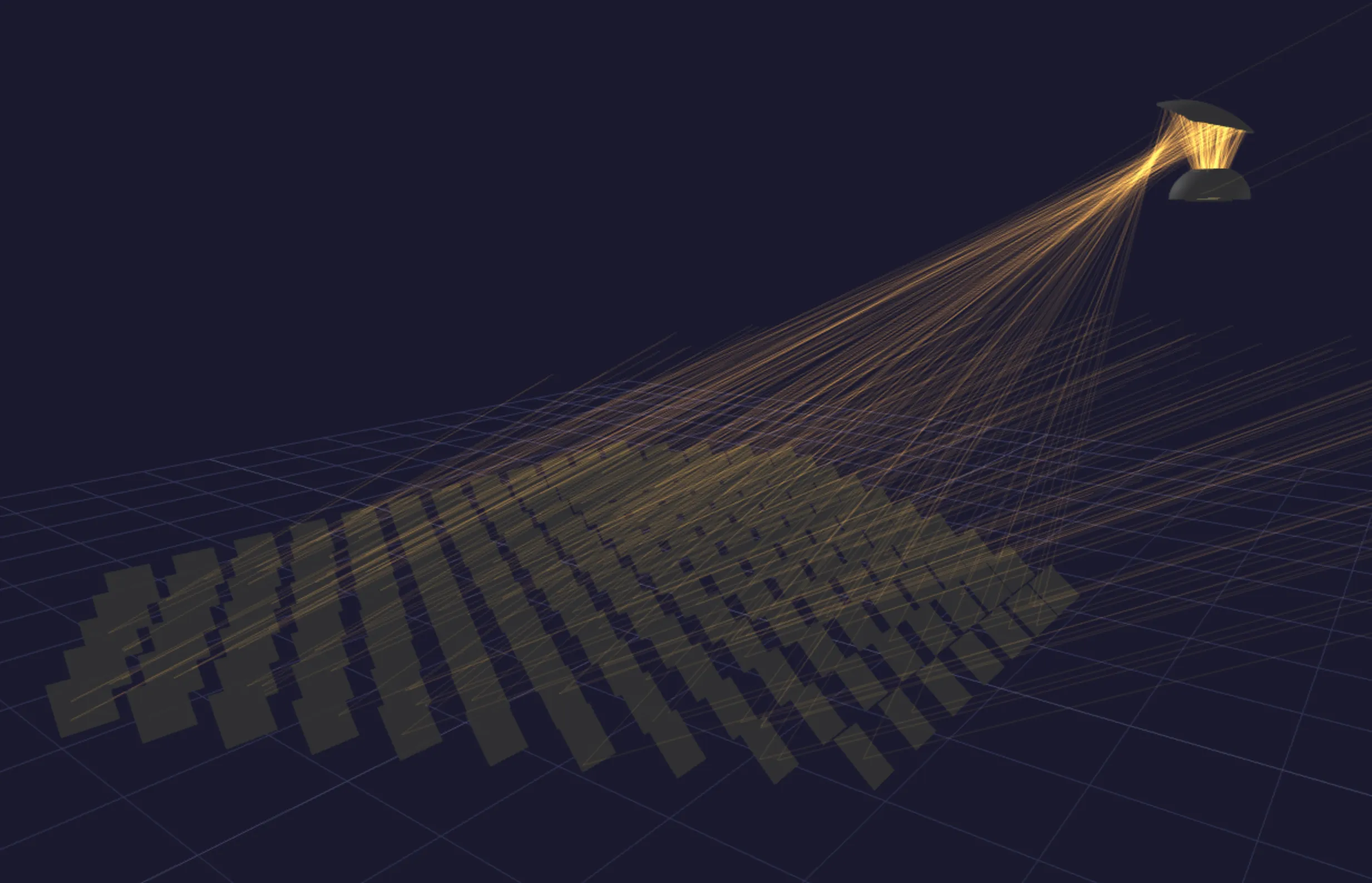 Ray-traced heliostat field with a secondary concentrator and photon-recycling receiver