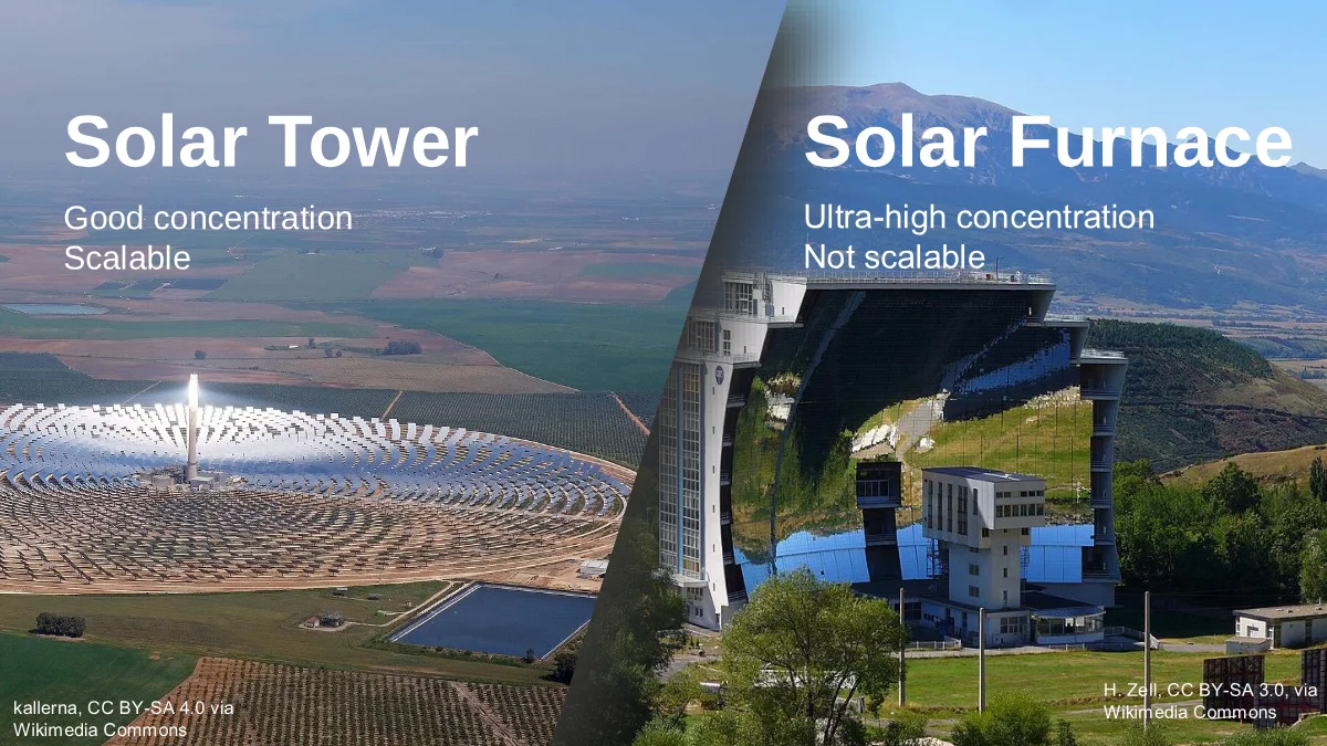 Page 2: Slide 2: Solar tower versus solar furnace